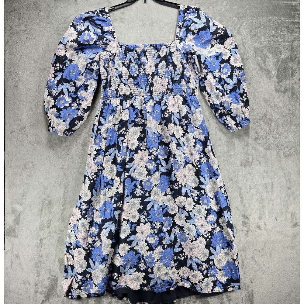 Floral Blue and White Midi Dress